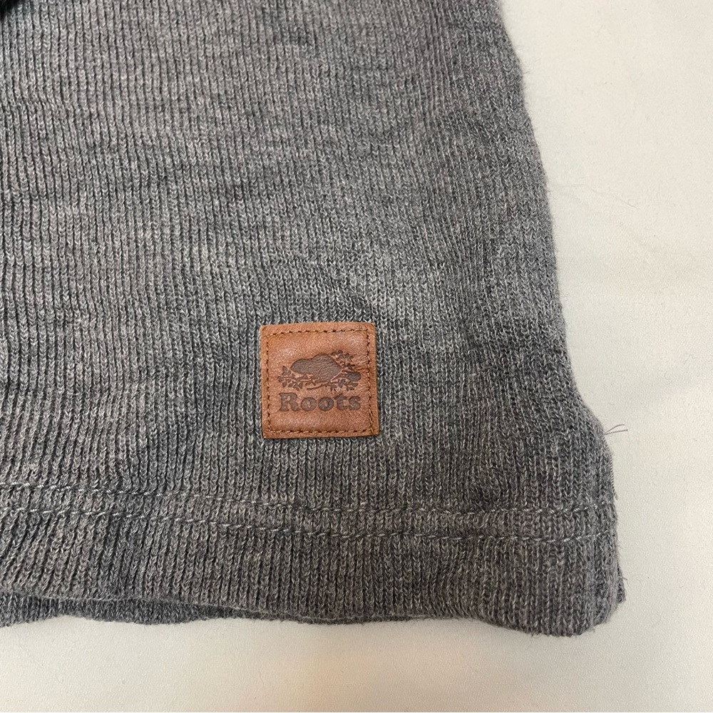 Roots Vintage Heather Grey Quarter Zip Sweater Mens Medium Cotton 80’s Look - Picture 5 of 9